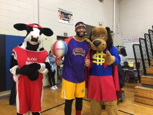 dollar dog with chick-fil-a. cow mascot