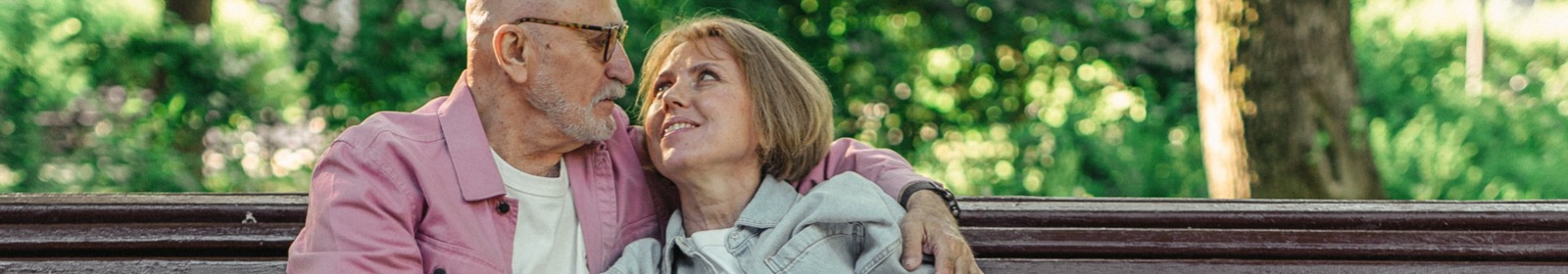 elderly couple on bench